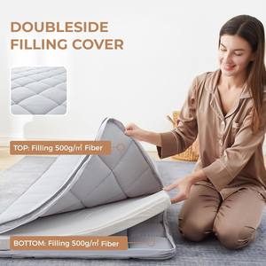 Tùy Chỉnh Màu Xám Polyester 3Inch Đôi Nệm <span class=keywords><strong>Topper</strong></span> Duy Nhất Bìa Bộ Nhớ Bọt Nệm Cao Su Bìa Với Dây Kéo - Product Image 2