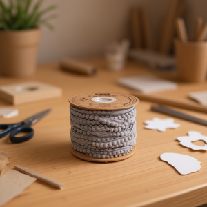 Nastro Pom-Pom 1 cm x 20 iarde grigio per decorazioni artigianali - Product Image 2