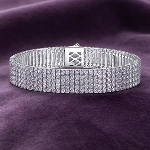 Bracelet Tennis Élégant en Argent Sterling 925 avec <span class=keywords><strong>3</strong></span> Rangs de Moissanite VVS Effet Givré pour Femmes et Hommes, Certifié GRA - Product Image 3