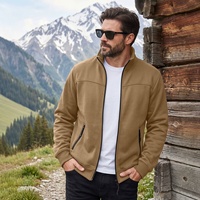 Blouson bomber zippé pour homme, coupe slim, hiver, style américain, en tissu brossé, col montant, épais, normcore/minimaliste, transfrontalier