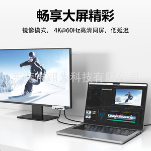 แท่นวางแล็ปท็อป Typec 7 ใน 1 อลูมิเนียมอัลลอยด์ HDMI 2.1 PD 100W ฮับ USB สำหรับโน้ตบุ๊ก - Product Image 2