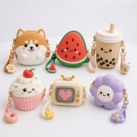 Porte-monnaie en silicone Kawaii 3D Corgi Pastèque Bubble Tea Cupcake TV Fleur, Porte-clés, Rangement pour écouteurs, Logo personnalisé, Vente en gros