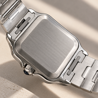 Montre carrée étanche de créateur, bracelet en acier inoxydable de haute qualité à dégagement rapide, verre saphir