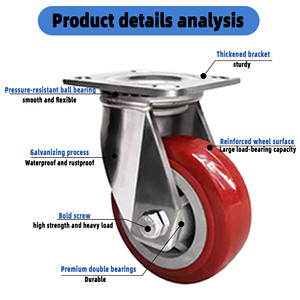 Hochleistungs-Polyurethan-Silent-Pritschenwagen-Rad rollen Universal 4/5/6/8 Zoll Starre Metall brems räder Schubkarre - Product Image 3