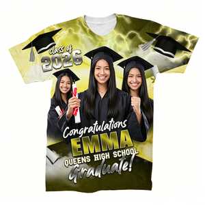 เสื้อยืดสำเร็จการศึกษาระดับมัธยมปลายแบบสั่งทำพิเศษสำหรับชั้นเรียน เสื้อแขนสั้นพร้อมพิมพ์ชื่อและรูปภาพ ของขวัญรับปริญญา - Product Image 4