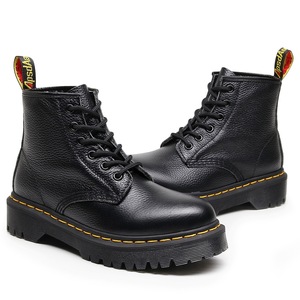 Bottes mi-mollet à plateforme pour femmes, grande taille, en <span class=keywords><strong>cuir</strong></span> de vache véritable, chaussures épaisses pour femmes, bottines mi-mollet style universitaire - Product Image 3