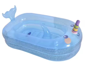 Piscine <span class=keywords><strong>gonflable</strong></span> pliable en PVC pour la famille, motif <span class=keywords><strong>baleine</strong></span>, portable, pour l'été, couleur bleue, 95x62x48cm - Product Image 4