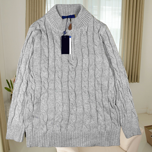 Suéter de punto de otoño e invierno de gran venta para hombres y mujeres pareja, cuello alto, bordado, suéter de media cremallera para mujeres - Product Image 2