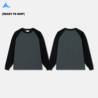 Sweat-shirt à manches raglan longues en coton 100% 250 g/m², col rond, poignets croisés, impression numérique en relief, sérigraphie