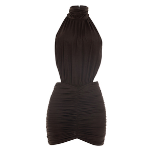 Robe pour femme Viviblook J26DS292, nouvelle robe moulante mini plissée sans manches, couleur unie, décontractée, dos nu - Product Image 4