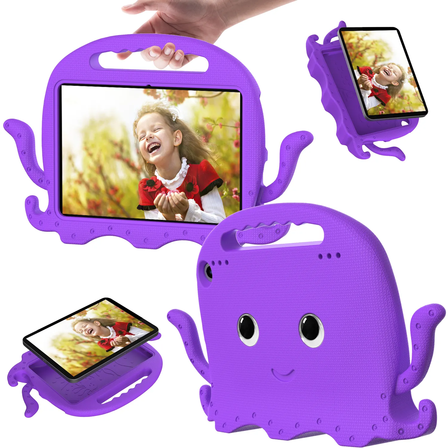 ثلاثية الأبعاد أوكتوبوس كرتونية للأطفال إيفا من أجل Kindle Fire HD 8 plus ، غطاء تابلت