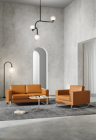 Canapé de bureau professionnel de haute qualité en cuir PU, structure robuste pour aménagement de bureaux de grande envergure