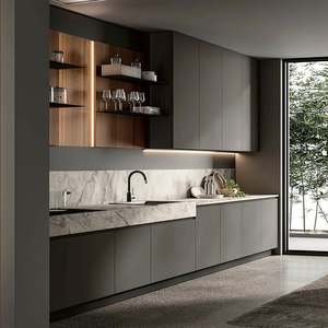 Ensemble de meubles de cuisine modernes de luxe personnalisés avec porte en verre, plan de travail en marbre, charnières et paniers de rangement - Product Image 4