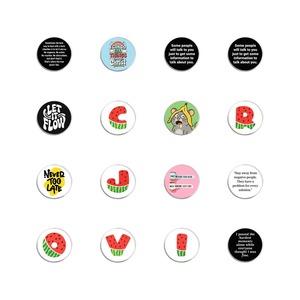 Broche ronde en alliage de zinc à motif imprimé avec dictons variés et simples, design mixte, pour tenue quotidienne et sac à dos - Product Image 5
