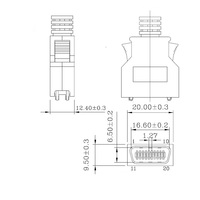 Connecteur MDR SCSI mâle 20 broches, pas de 1,27 mm, à souder, avec capot arrière ABS et clip de verrouillage pour contrôle de mouvement industriel