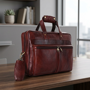 Meilleure conception BS INTERNATIONAL, sacoche pour ordinateur portable en cuir véritable, protectrice, imperméable, résistante aux chocs, grande capacité - Product Image 1