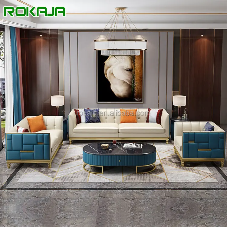 Italian Design Living Room Sofa Simple Furniture Popular Leather Salon Sofa Set Modern Nordic Style Sofas Sets