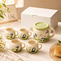 Service à thé Panda mignon, théière en céramique peinte à la main avec 4 tasses, service à thé créatif pour la maison
