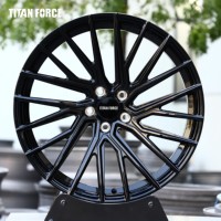 Jantes de voiture TITAN FORCE 17 18 19 20 pouces 5x112 5x114.3 5x120 en alliage d'aluminium noir brillant forgé pour Golf MK5 MK6 MK7