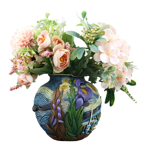 Jarrón de Mesa Decorativo de Resina Ecológica Hecho a Mano, Inspirado en la Noche Estrellada de Van Gogh, Arte Floral, Decoración para el Hogar - Product Image 1