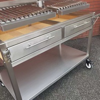 Barbecue à charbon de bois en acier inoxydable de 48 pouces avec double zone de température, nouveau design, avec panier à charbon et grille chauffante, barbecue argentin