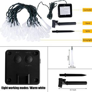 Guirnalda de Luces Solares LED para Exteriores, 6.5m, 30 LED, Luces de Navidad para Jardín, Luces de Hadas Impermeables con Forma de Gota de Lluvia - Product Image 4