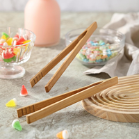 Pinces à pain en bambou réutilisables, écologiques, légères, durables, pinces à glaçons, pinces à salade, pinces à barbecue, pinces à nourriture, 8 pouces x 1,77 pouces
