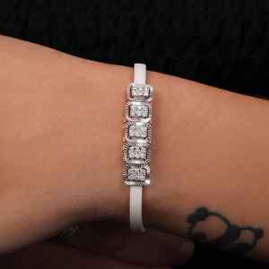 Moissanite Round Cut Chain Link Bracelet 925 Sterling Silver Plated Hip Hop Style Trendy Unisex Jewelry Gift for Birthday - Product Image 1