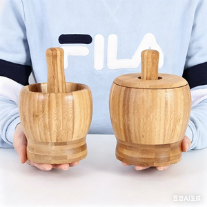 ครกไม้ไผ่และสากพร้อมฝา-เครื่องมือ<span class=keywords><strong>ครัว</strong></span>ที่ทนทานสำหรับการบดกระเทียมและเครื่องเทศ - Product Image 4