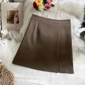 Jupe courte fendue taille haute polyvalente coupe trapèze pour femme grande taille – Collection Hiver - Product Image 5