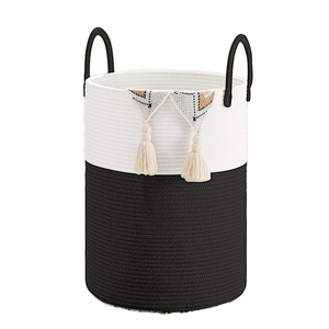 Cesta de almacenamiento de malla de algodón plegable de doble asa de gran capacidad para ropa sucia Impresión de doble cara - Product Image 1