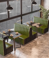 Ensemble Canapé de Luxe pour Restaurant, Table et Chaises de Salle à Manger Effet Marbre Noir, Banquettes pour Club, Café, Pub et Bar