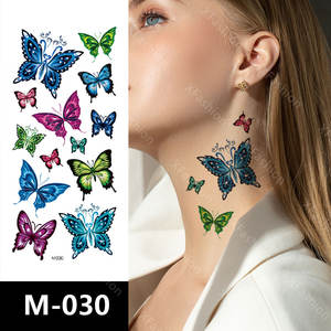 Adesivi per Tatuaggi Temporanei <span class=keywords><strong>con</strong></span> <span class=keywords><strong>Fiori</strong></span>, Rose e <span class=keywords><strong>Farfalle</strong></span>, Stile Misto Multicolore, Arte Corporea Impermeabile Personalizzabile, Marca Xfashion - Product Image 3