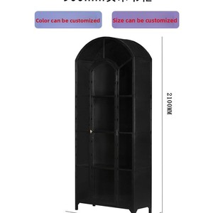 Luxury French Retro Arched Decorative Wine Cabinet Light Solid Wood Floor-Standing Bookshelf Nordic <strong>Sideboard</strong> <strong>Bookcase</strong> - Product Image 6