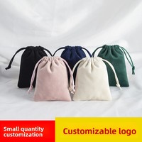 Pochette en velours de luxe avec logo de marque personnalisé boucles d'oreilles en flanelle avec cordon de serrage mini sacs à bijoux multicolores portables