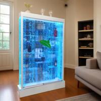 Meuble de bar à domicile Décoration Éclairage LED Mur de bulles d'eau en acrylique Vitrine à vin avec porte en verre