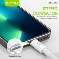 Kabel Data Pengisian Cepat Qc3.0 Bavin Wholesale Price Micro Usb Type C 18w 1m 1.2m 2m untuk Ponsel Android Cb253
