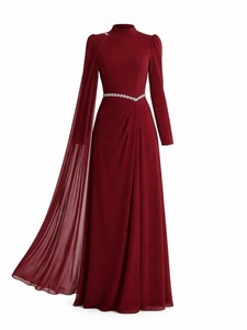 Abaya <span class=keywords><strong>de</strong></span> soirée modeste pour femmes musulmanes, Mexizo, sur mesure, luxe, manches longues, ceinture en strass, vêtements islamiques, inspiré <span class=keywords><strong>de</strong></span> Dubaï, polyester - Product Image 5