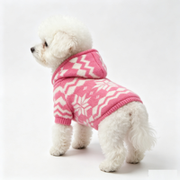 Sweat à capuche rose mignon pour chien, pull en tricot flocon de neige, doublure polaire, fermeture éclair, vêtements d'hiver pour animaux de compagnie