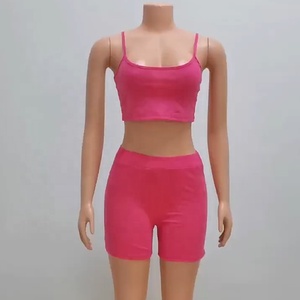 Womens 2 Piece Biker Short Sets Sport Suits Workout Crop Top Yoga <strong>Tracksuits</strong> Fitness Outfits Gym Wear Summer Clothes - Product Image 5