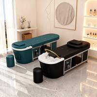 Table de massage plate en acier inoxydable pour thérapie capillaire thaïlandaise, éponge haute densité, 1 moteur, circulation d'eau à vapeur pour salons de coiffure et instituts de beauté