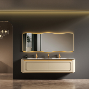 <span class=keywords><strong>Meuble</strong></span>-<span class=keywords><strong>lavabo</strong></span> de salle de bain en aluminium alvéolé épaissi au design minimaliste de luxe, avec vasque en céramique <span class=keywords><strong>et</strong></span> plan de travail en marbre. - Product Image 1