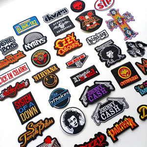 Parches de diseño ecológicos con rayas bordadas, insignias musicales termoadhesivas, parches de bandas de <span class=keywords><strong>rock</strong></span> para <span class=keywords><strong>ropa</strong></span> DIY, chalecos, chaquetas y sombreros - Product Image 2