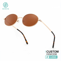 Lunettes de soleil SENTA de style classique rétro, forme ovale, métal, haute qualité, protection UV400, monture en métal