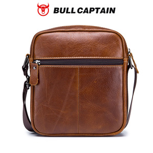 BULLCAPTAIN Men's Fashion Compact Top Grain Cowhide Crossbody <b>Bag</b> Genuine <b>Leather</b> Waterproof Lightweight <b>Small</b> Shoulder Sling - Product Image 6