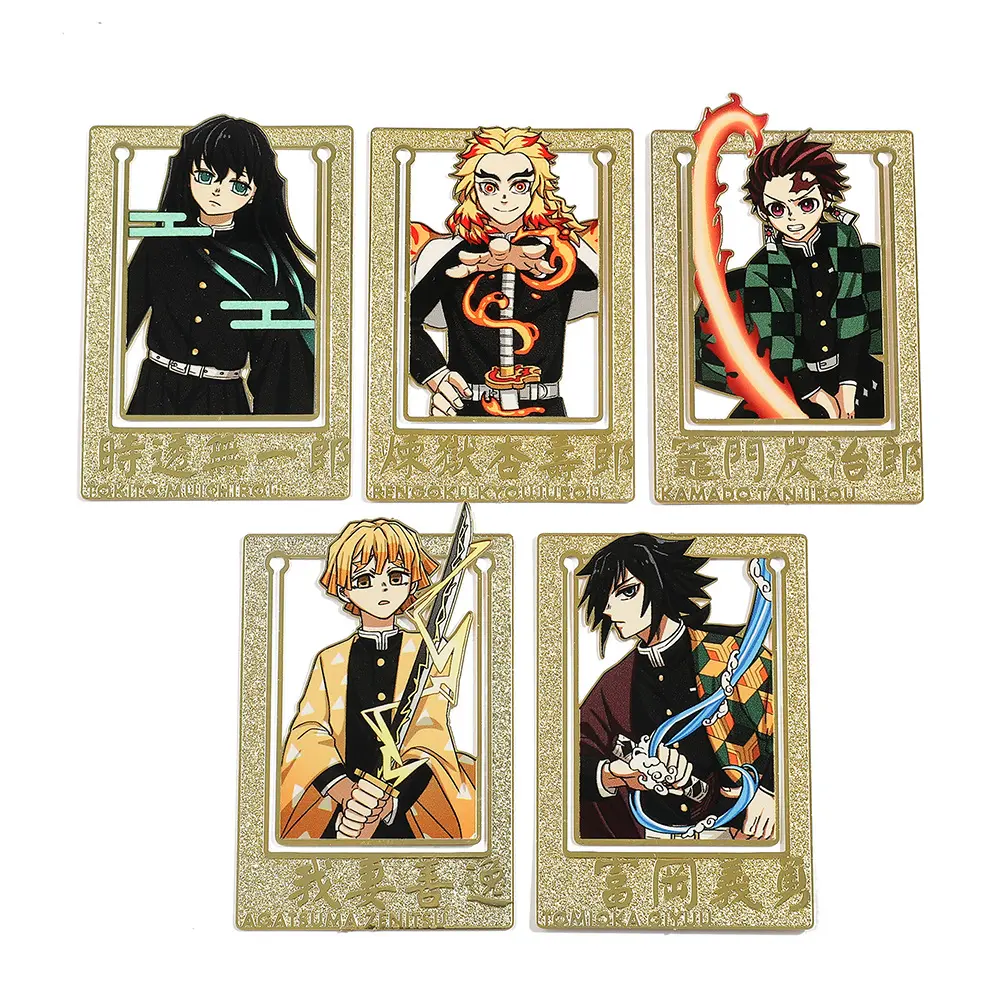 New arrival japanese anime character square gold plated custom bookmarks