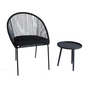 KD design black rattan acapulco chair big loading dining chairs garden coffee chair