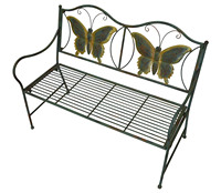 Vente en gros de meubles de jardin décoratifs pour la maison, banc de patio en métal au design papillon vintage