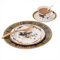 Service de table en porcelaine fine de luxe, assiettes en céramique écologiques, plats à dessert, tasse et soucoupe pour les fêtes