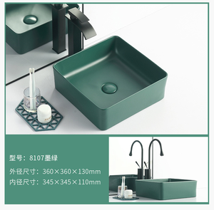 <span class=keywords><strong>Lavandino</strong></span> <span class=keywords><strong>da</strong></span> bagno a mano <span class=keywords><strong>da</strong></span> <span class=keywords><strong>appoggio</strong></span> in ceramica verde opaco in ceramica di moda rettangolare in stile moderno di lusso con certificato - Product Image 4